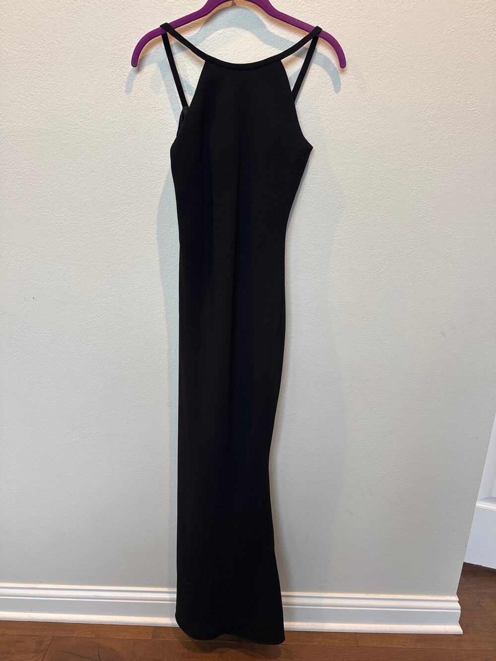 Calvin Klein High Neck Sleeveless Maxi Gown Dress Open Back Black Womens Size 4